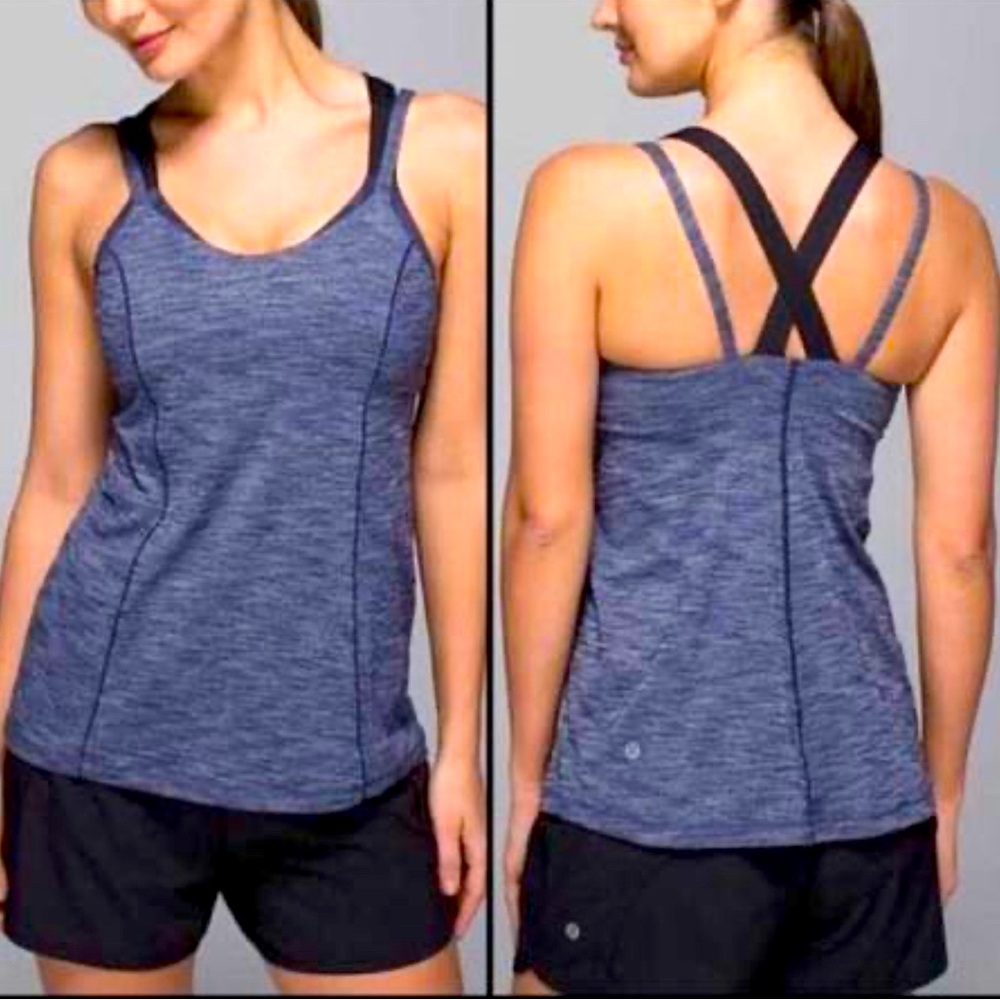 Lululemon Run for Gold blue heathered tank size 6